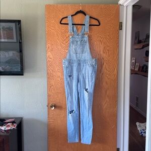 Blue Spice Denim Distressed Overalls